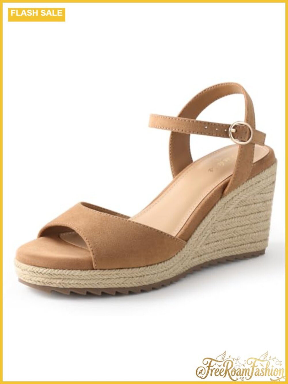 Womens Espadrille Wedge Sandals Peep Toe Ankle Strap Platform Heels
